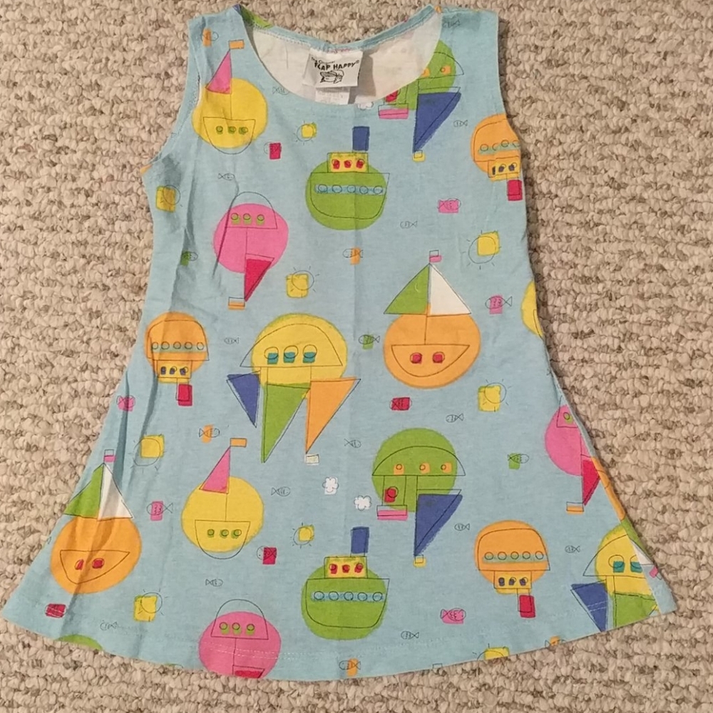 Girls sailboat sundress or bathing suit cover up